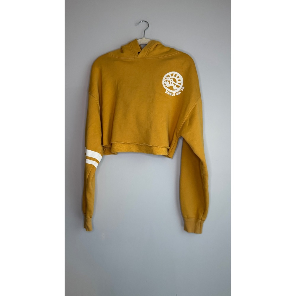 Free People Movement Baldwin Karla GA 78 Cropped Hoodie Mustard Yellow XS